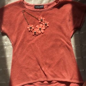 Beautiful pink shirt with FREE flower necklace!!!